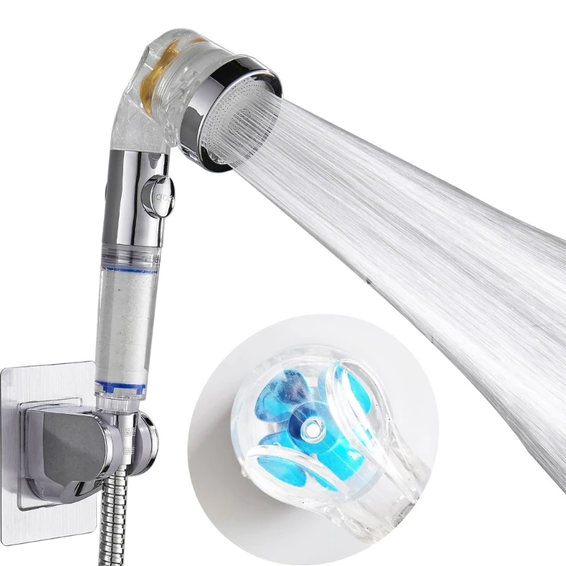 Propeller Showerhead Adjustable With Fan ABS Rain High Pressure Nozzle Water Saving Flow Bathroom Accessories