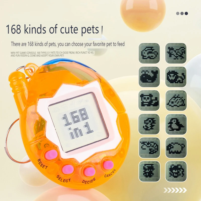 1PC Transparent Electronic Pets Tamagotchi Keychain 168 Pets In One Virtual Cyber Digital Nostalgic Funny Toys Pixel Funny Play