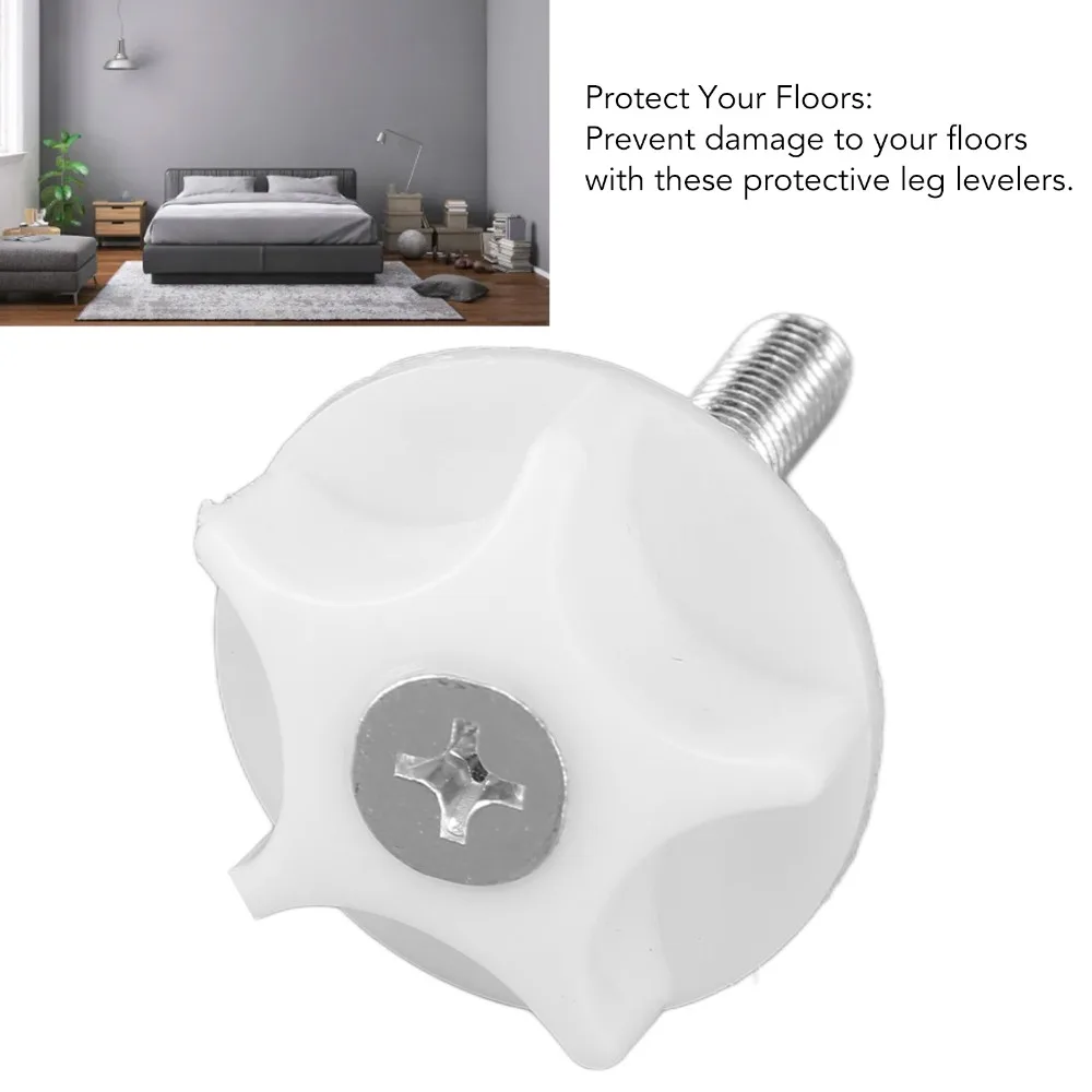 10Pcs White Screw Adjustable Furniture Leveling Feet Plastic Screw Length 50mm Furniture Plastic Hardware Adjustment Legs