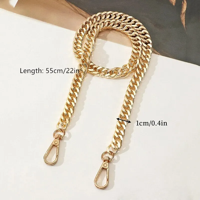 55cm Versatile Aluminum Chain Color Retaining Gold Diy Handmade Metal Wrap Chain Underarm Shoulder Strap Replacement Strap