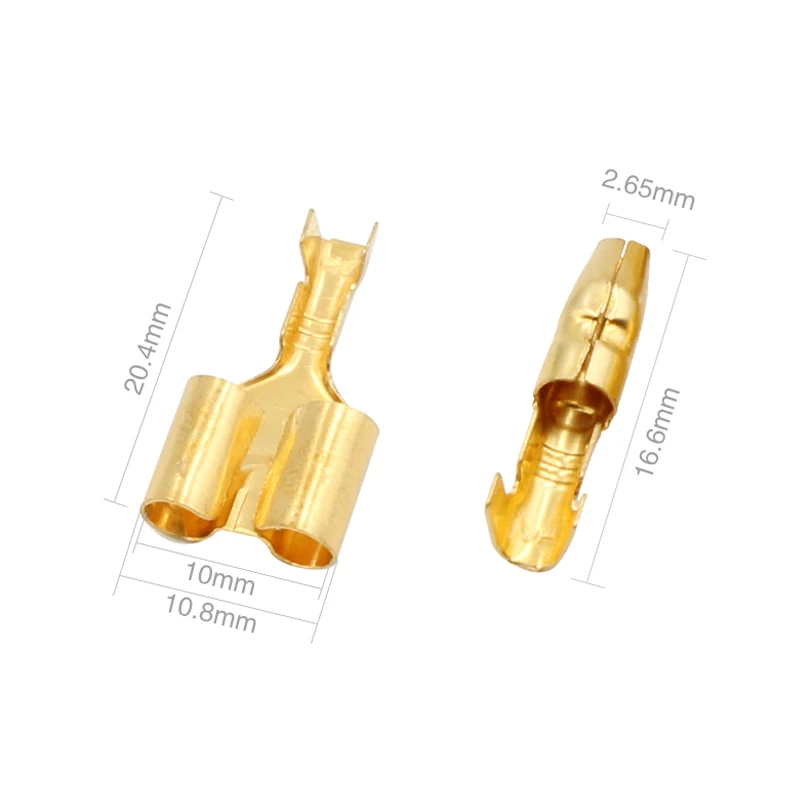 1 to 2 Bullet Wire Terminal 4.0mm Brass Cone Split Terminal with Transparent Insulation Sheath Assortment Kit 20/30/50 Sets Boxe