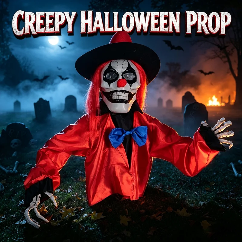 Halloween Ghost Clown Lawn Stake Decor Creepy Garden Ornament for Haunted House Yard Outdoor Spooky Party Decoration