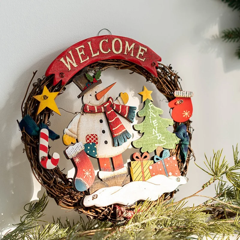 Christmas Decoration Props Wreath Holiday Decorations Welcome Doorplate Door Hanging Wall Hanging