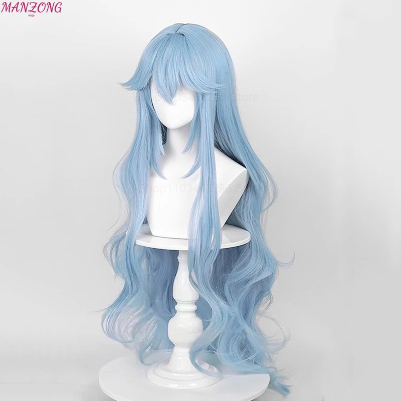 High Quality Ayanami Rei Wigs Anime EVA Cosplay Synthetic Long Wavy Blue Heat Resistant Hair Wig for Daily Party