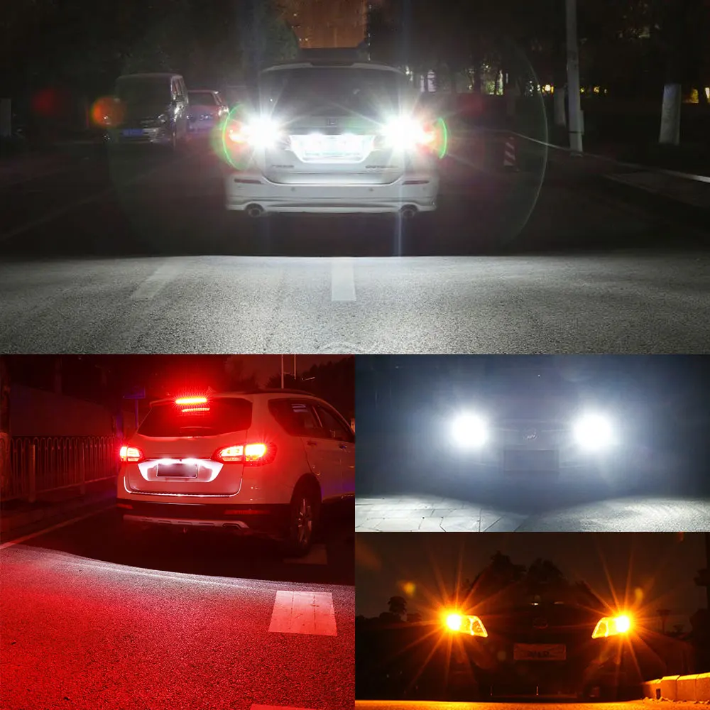 2Pcs T20 7440 Led Turn Signal Light W21W Reverse Light Bulb 3030SMD Universal Car 7443 W21/5W Amber Red Led Brake Light 12V image 6