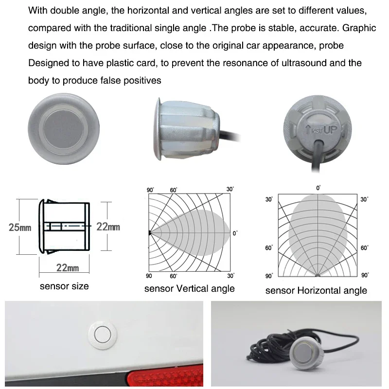 Professionelles Frontparksensor-Kit, Auto-Parktronic-Fahrzeugassistenzsystem, Summeralarm, Lautstärke kann angepasst werden, universell einsetzbar – Detail 16