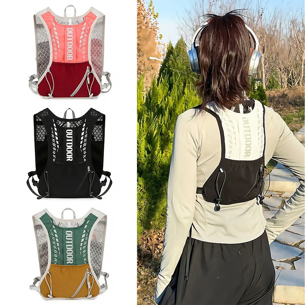 1PCS Running Vest with Reflective Strips, Lightweight Hydration Backpack for Trail Running, Marathon, Hiking, Cycling, Jogging