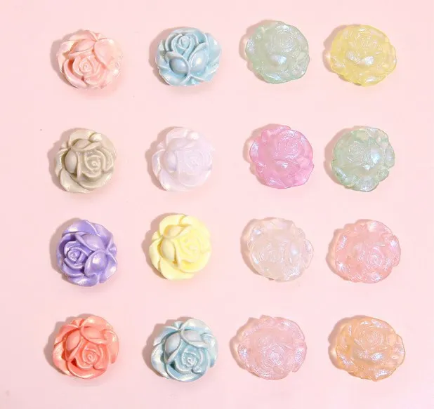 20 pcs/lot Phantom/Transparent Blue Light Acrylic Candy Roses Handmade DIY Hair Ornaments Pendant Decoration Accessories