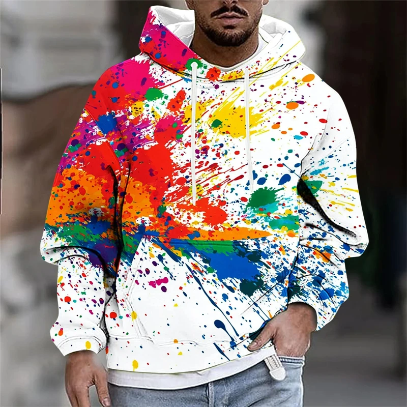 New Unisex 3D Graphic Hoodies Man Colorful Paint Abstract Style Cool Printed Pattern Casual Hoodie Trendy Hoodie Daily Wear Top