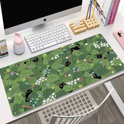 Anime Green Black Cat Large Mouse Pad 400x900MM XXL Gamer Mouse Mat Office Table Mat Kawaii plants Desk pad gaming accessories