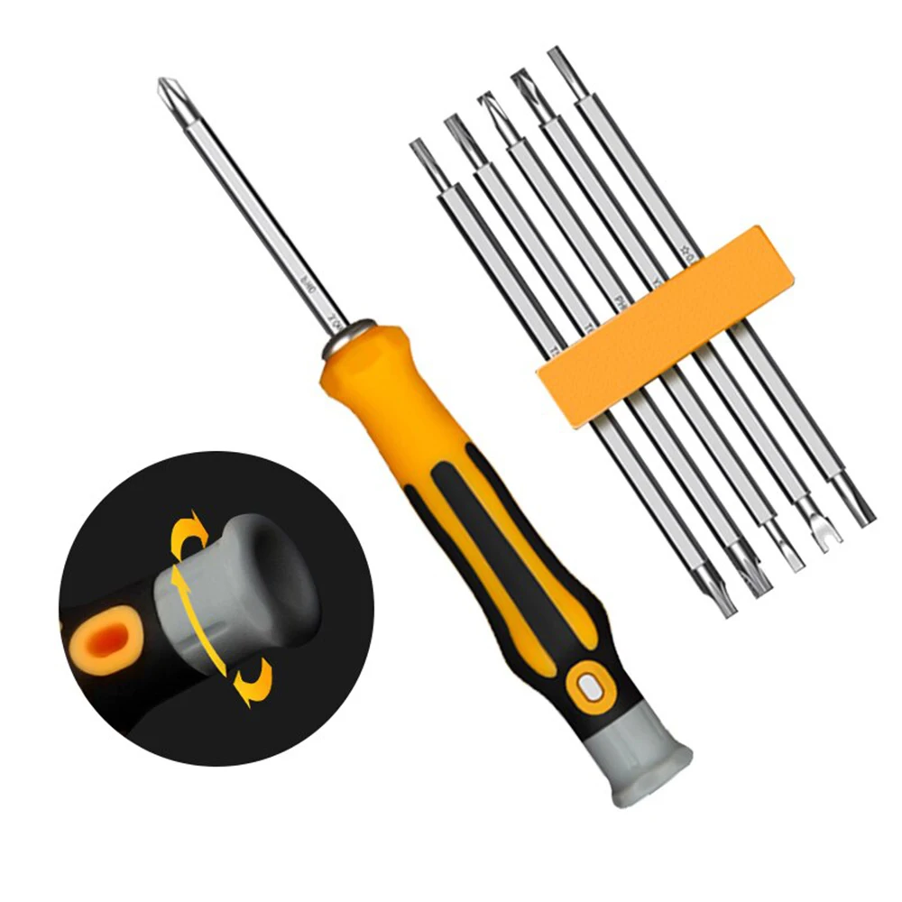 6-In-1 Screwdrivers Set Multipurpose Turn Screw Household Small Driver Detachable Handle Alloy Steel Material Repair Tool