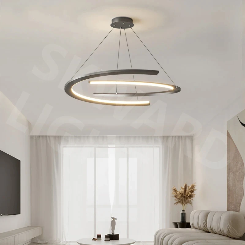 Lampadario moderno a soffitto a LED in bianco o nero, per soggiorno, sala da pranzo e camera da letto, lampada per interni per la decorazione domestica