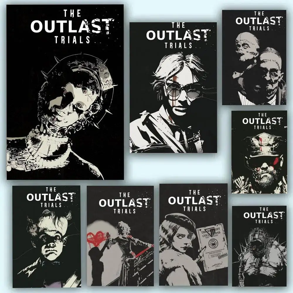 GAME The Outlast T-Trials Horror Posters Self Adhesive Waterproof Ideal For Living Room Bedroom Bar Decoration