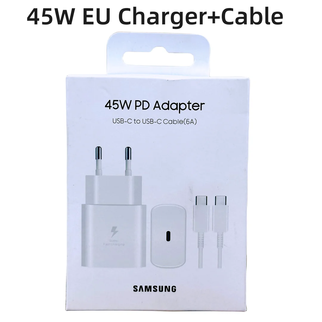 Originele Samsung Charger 45W Super Fast Charge EU GECERTIFICEERDE Adapter voor Galaxy Z Fold 5 4 3 Flip 5 4 3 S23 S24 Ultra S20 S22 S21