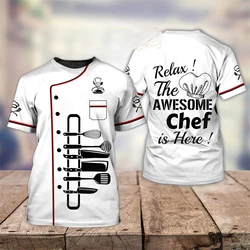 Chef Shirt Kitchen Men's T-shirts 3D Print Men Clothing O-Neck Oversized Short Sleeve Tops Fashion Punk Streetwear Tee Shirt 4XL