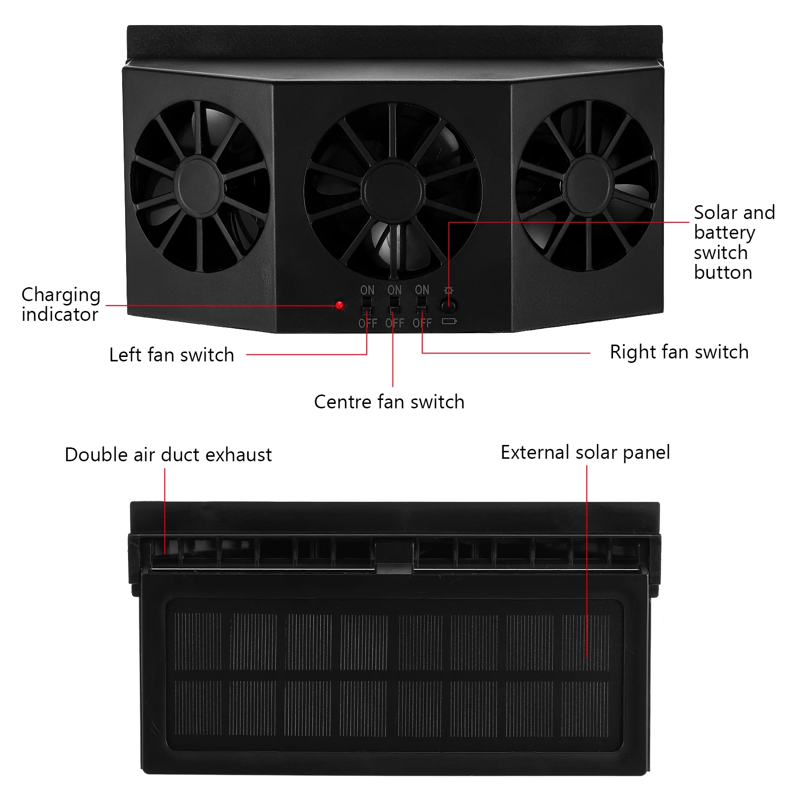 Solar Fan Car Ventilation Window Exhaust For Air Conditioner Powered Ventilator