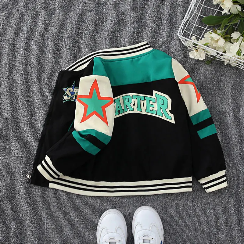 Children Spring Baseball Jackets Fashion Boy Coat 2024 New Prints Letter Teenager Clothing Kids Hoodless Casual Tracksuits