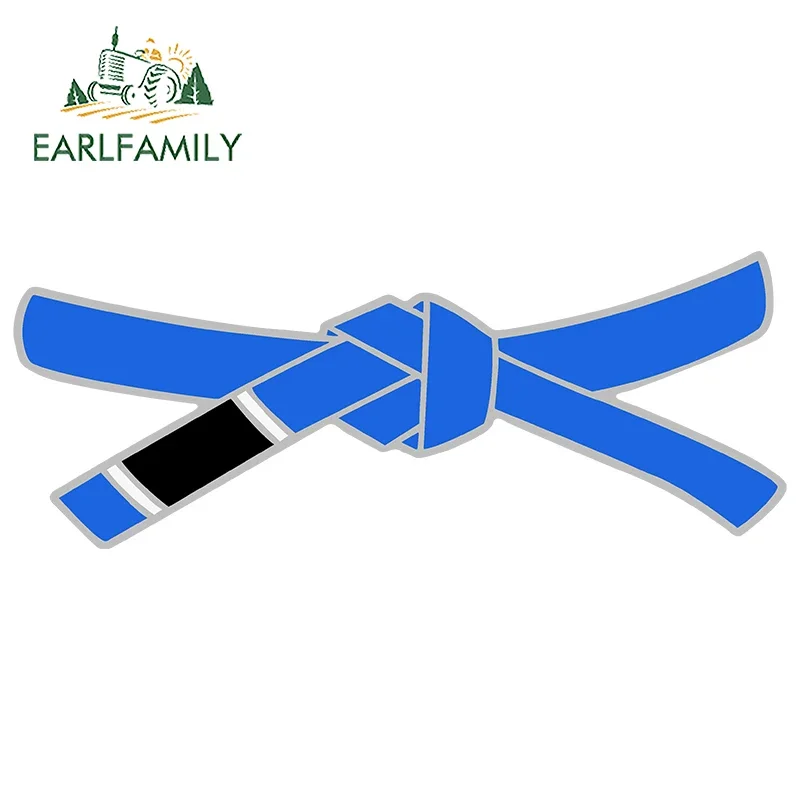 EARLFAMILY 13cm x 5.2cm for Jiu Jitsu Black Belt Shaped Cartoon Funny Car Stickers Oem Vinyl JDM Bumper Trunk Truck Graphics