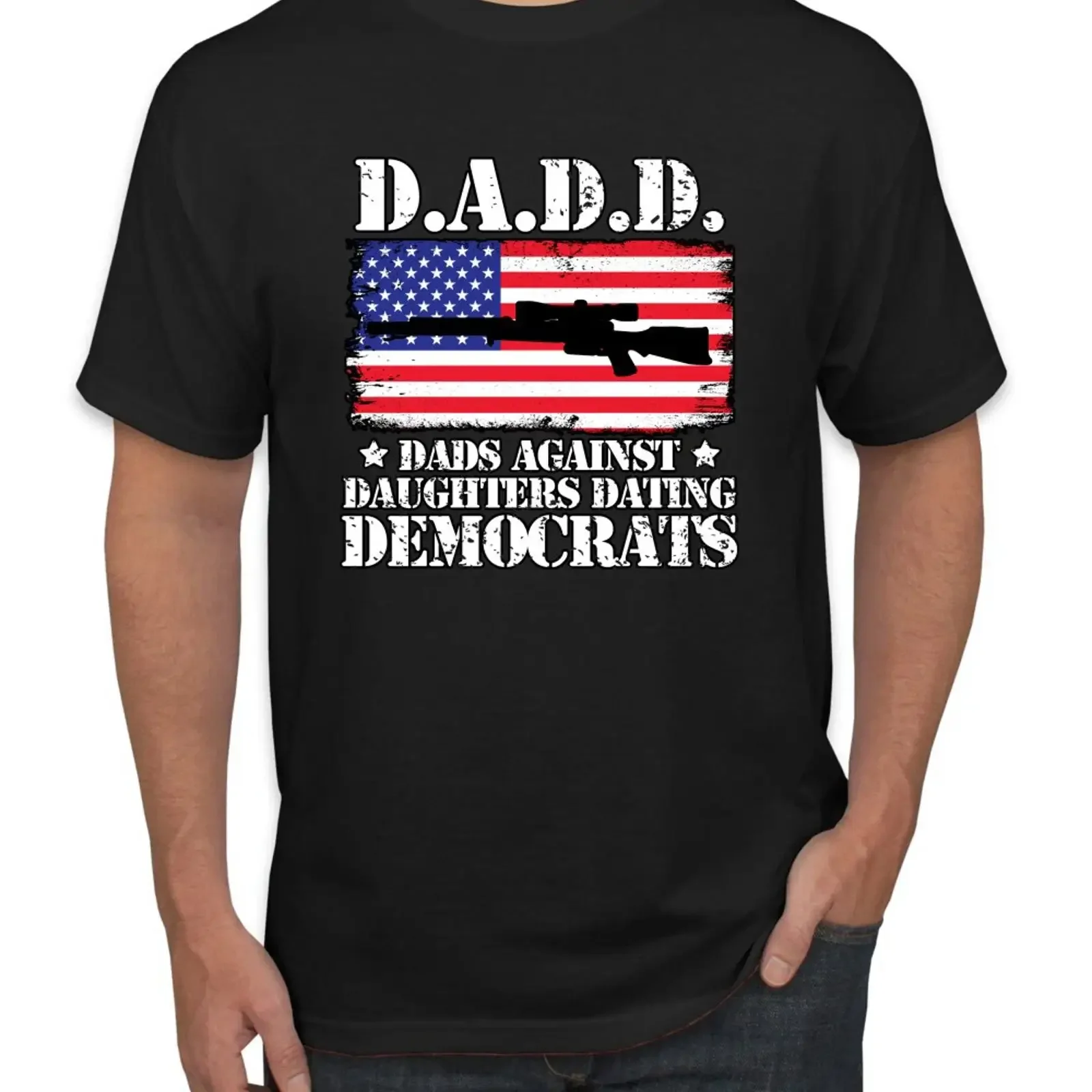 D A Dads Against Daughters Dating Democrats Men T Shirt vintage Washed Top For Everyday Wear streetwear Unisex Versatile Casual