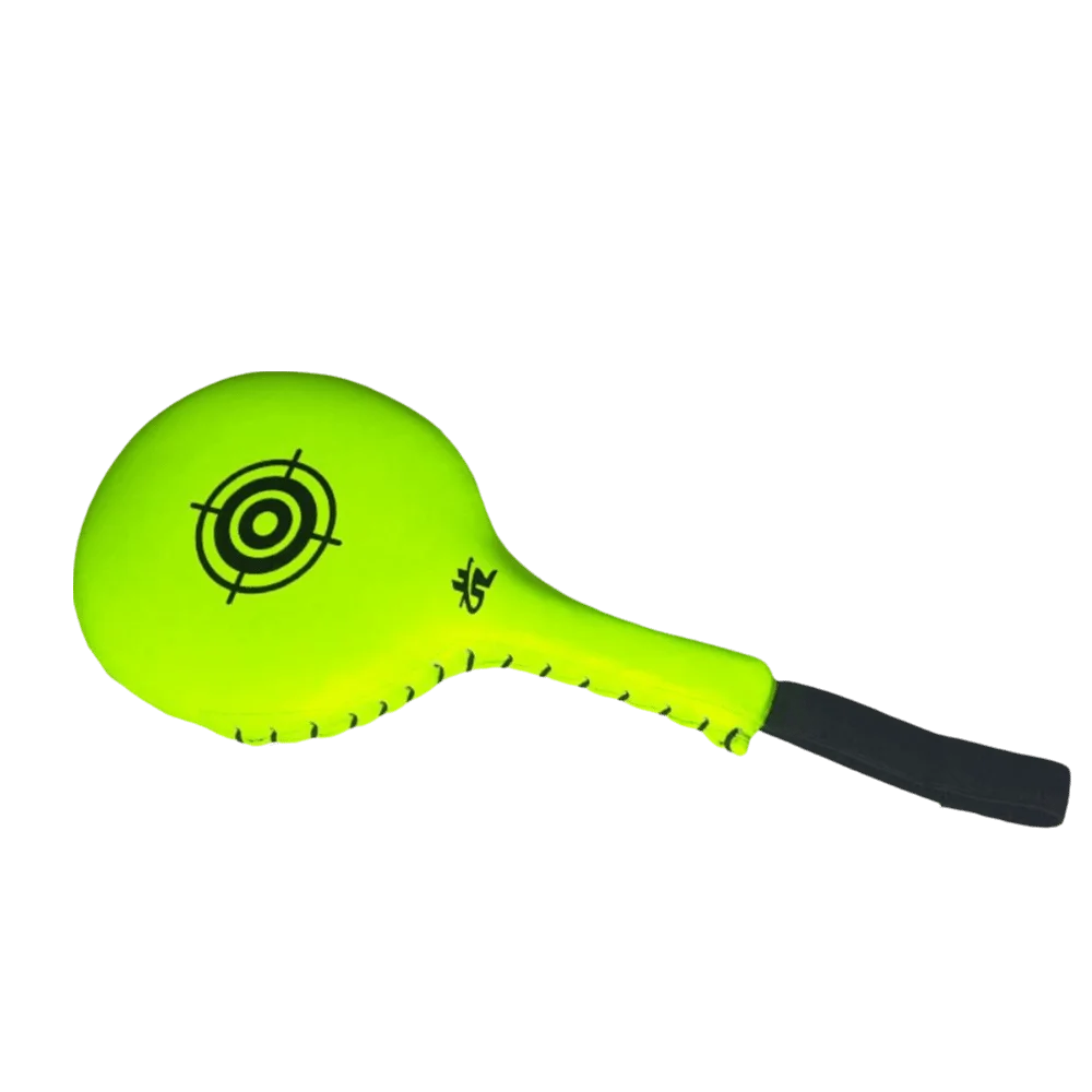 PU Outer Material Boxing Paddle Target Paddle Shape Fluorescent Green Color Boxing Strike Paddle With Hand Strap