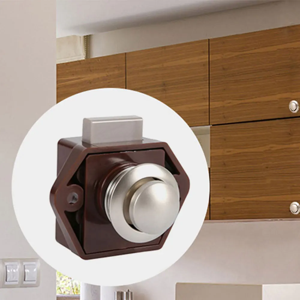 20mm Push Lock Campers Accessories 5pcs Set Furniture Hardware Button Locks RV Caravan Boat Drawer Latch Security Cerraduras image 2