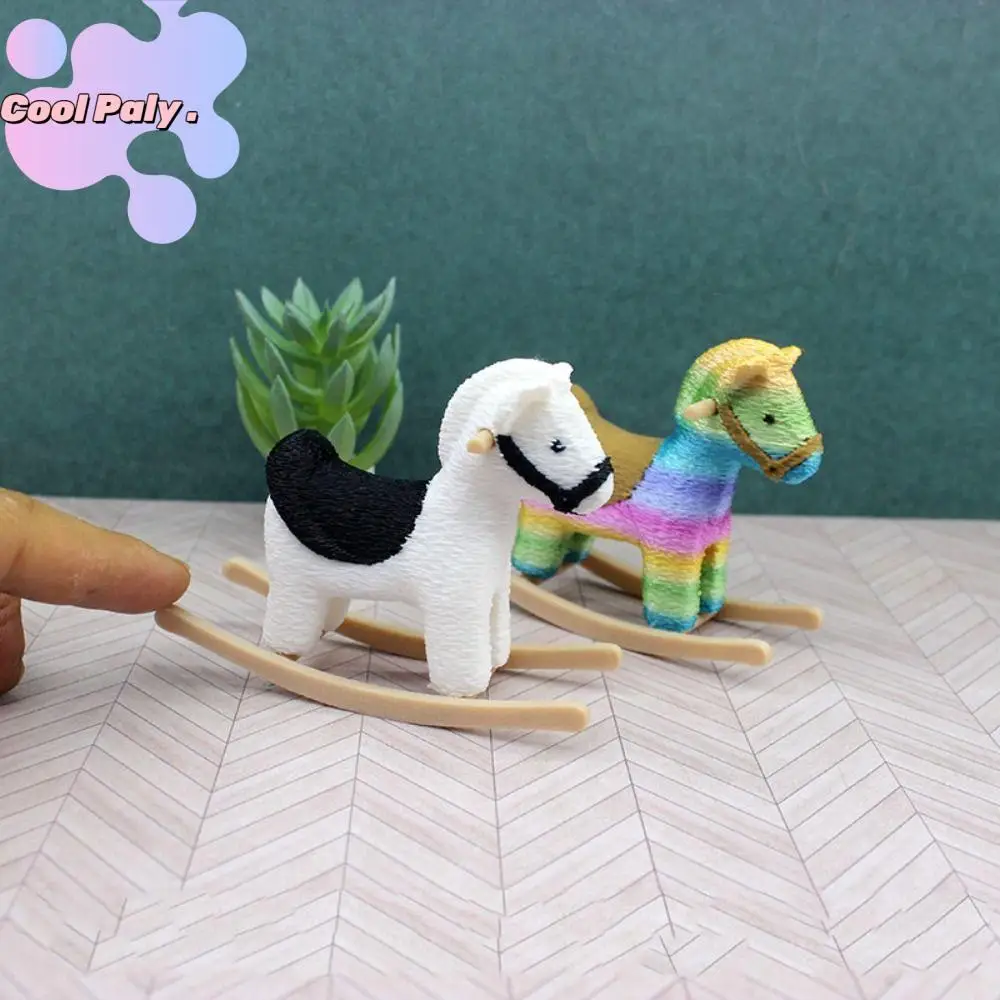 

Dollhouse Micro Scene 1/12 Dollhouse Mini Trojan Horse Mini Funny Rocking Horse Chair Realistic Portable Decoration