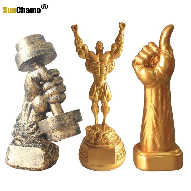 Logo  Fitness Muscle Men's Decoration Bodybuilding Sports Competition Trophy Champion Statue Sculpture Gym Decorations