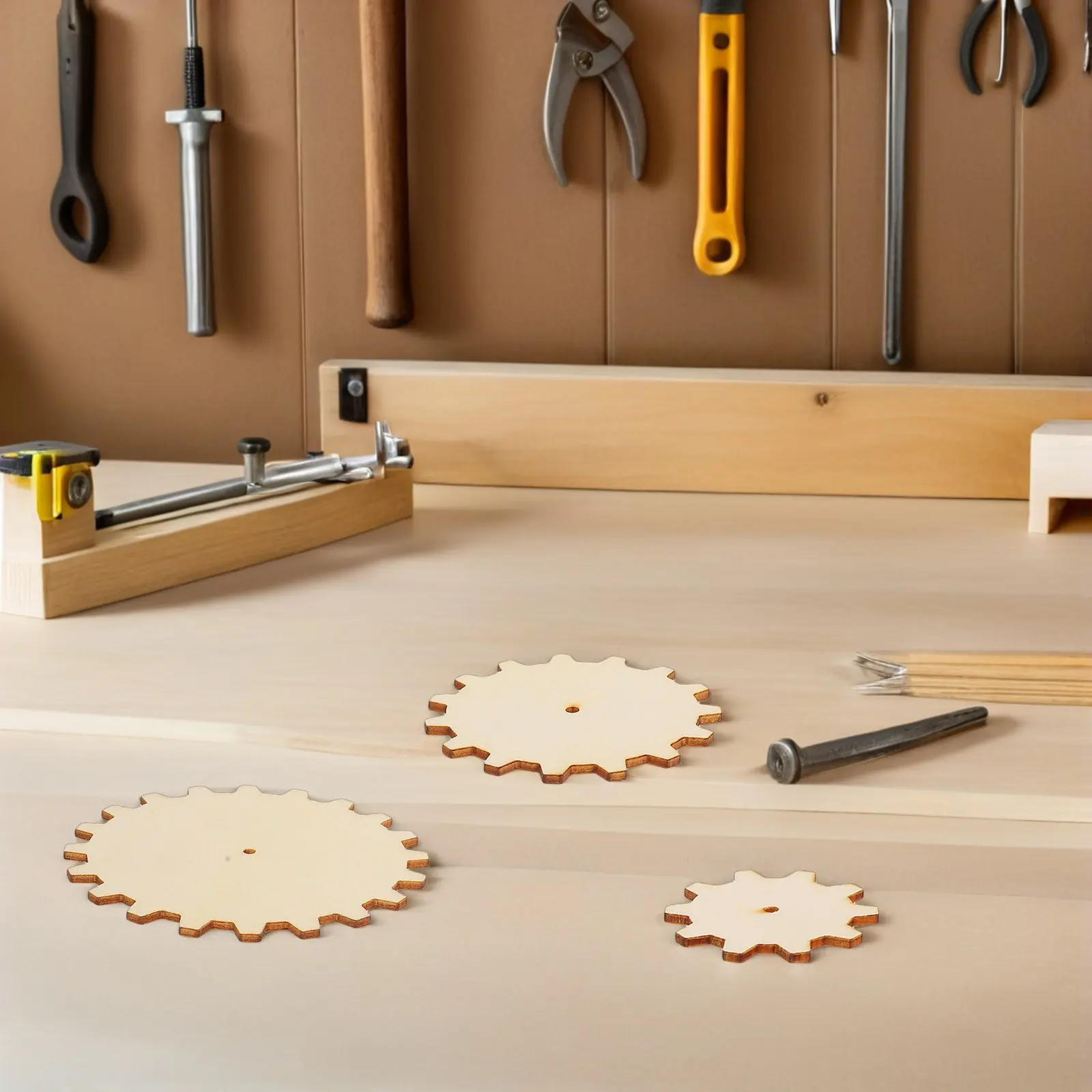 

Набор из 45 деревянных шестеренок: неокрашенные деревянные круги, заготовки для росписи, механическая сборка, научно-образовательные поделки