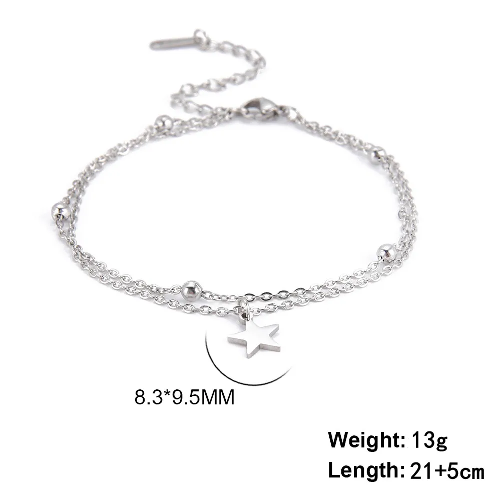 Kkjoy Edelstahl Fußkette für Damen und Herren, silberfarben, vierblättriges Kleeblatt, Fußkettchen, einfache Perlen, Modeschmuck, Accessoires, Neu – Detail 16