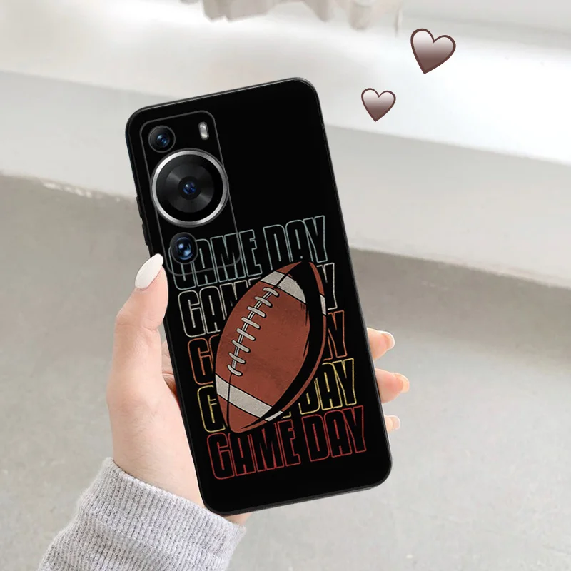 Phone Case for Huawei P30 P Smart P20 P40 Lite Honor X7b X8b X9b Tennis Rugby Moto G30 G31 Game Day Soft Black Silicone Cover