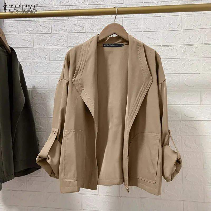 

ZANZEA Autumn Women Winter Trench Fashion Coats Long Sleeve Casual Elegant OL Office Lady Outercoats 2025 Pockets Solid Jackets