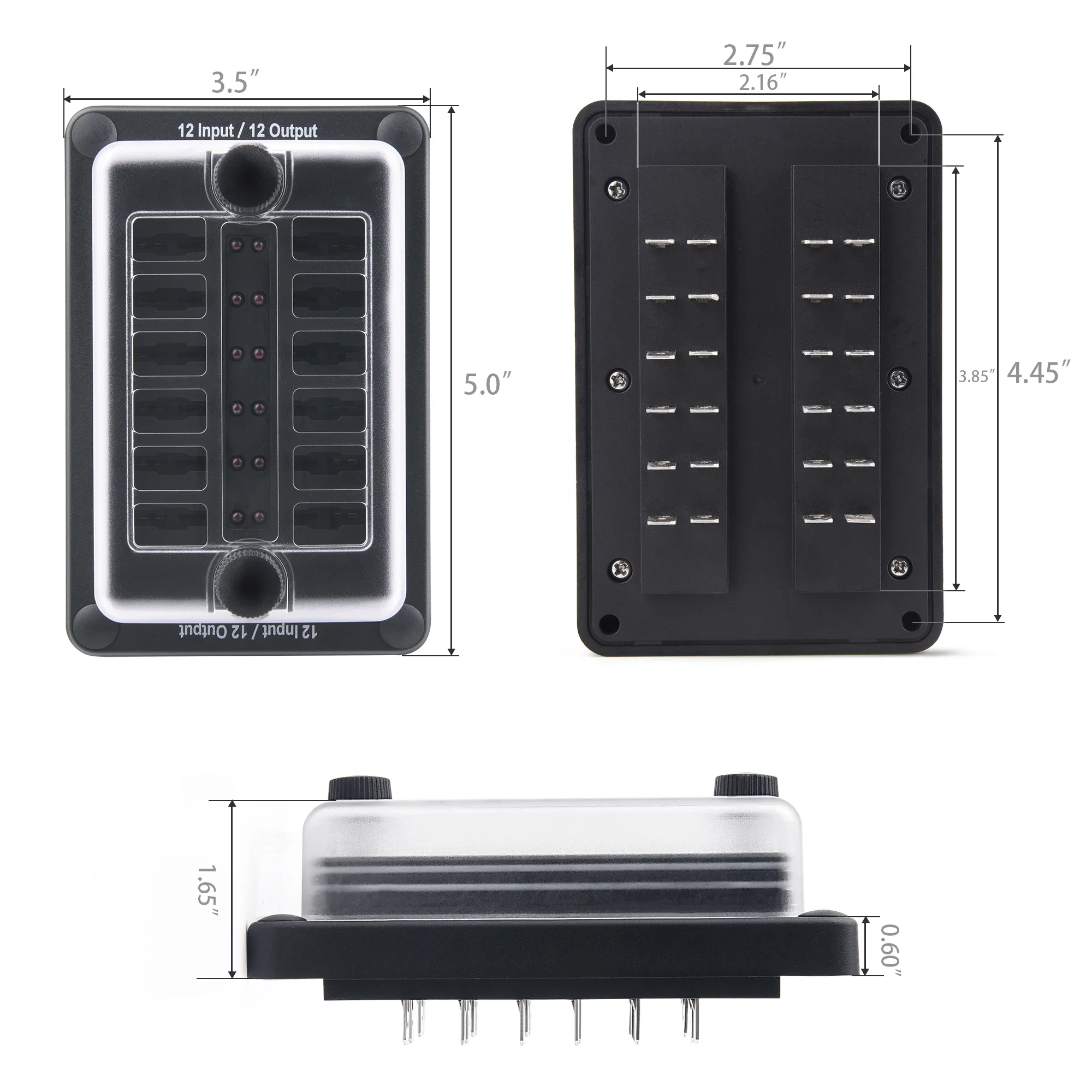 MICTUNING Waterproof Fuse Box 12 Inputs and 12 Outputs 12 Ways Blade Fuse Block Holder Car Marine 12v 32v Plastic Cover Fuse Box