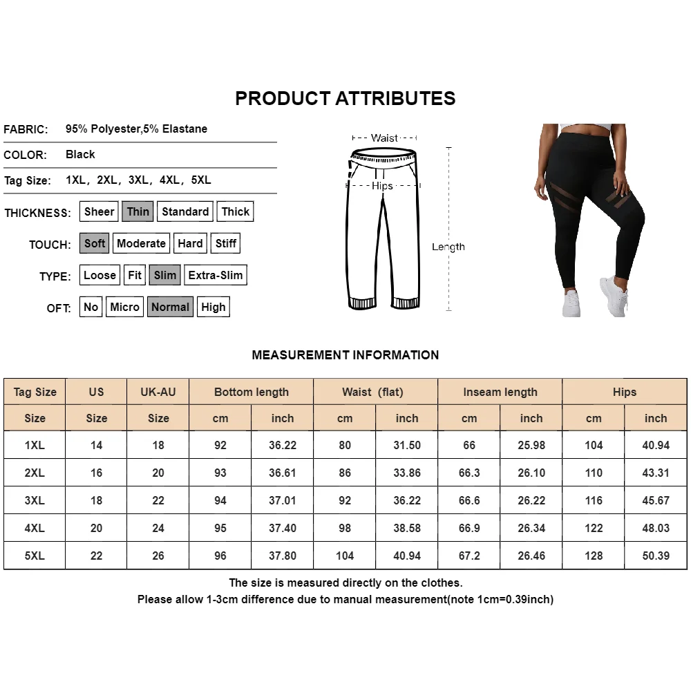 Women\'s Yoga Leggings Plus Size Elastic Tights Mesh Colorblocked Sports Training Skinny Pants Tummy Control Workout Sweatpants