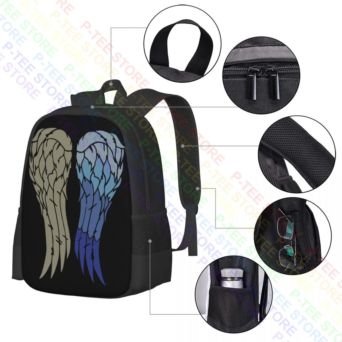 Daryl Dixon The Walker Hunter Wings Angel P-479Backpack Large Capacity School Eco Friendly