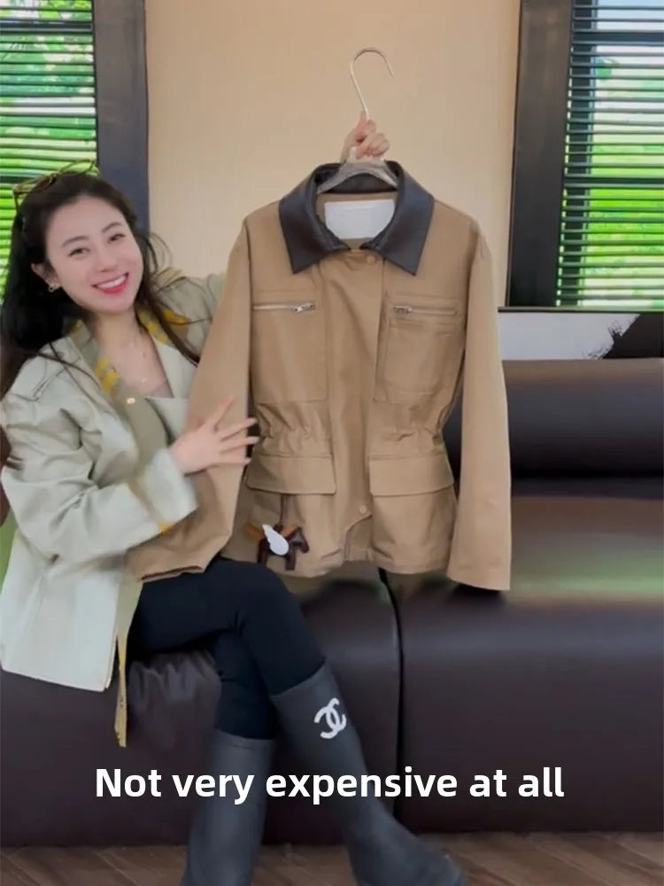 

Unique Khaki Color Women's Casual Sle Jaet Spring New Korean High-End Sensation Leisure Workwear Coat Commute Faion