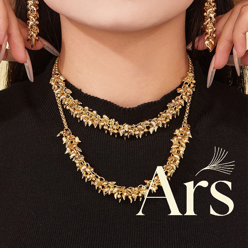 Ars Stainless Steel Multi Heart Charm Necklace 18k Gold Plated Chain Necklaces Women's Statement Choker Necklace Jewelry Gifts