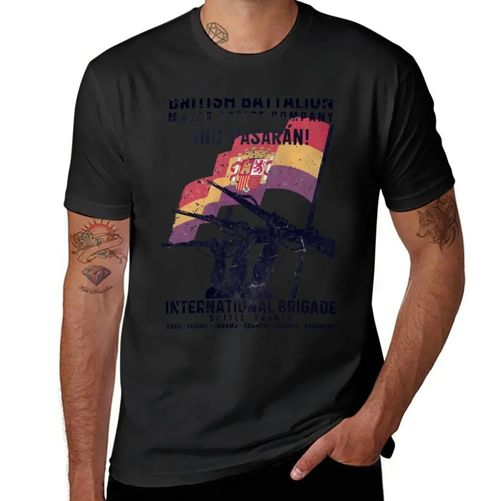 British Battalion - No Pasaran T-Shirt quick drying Aesthetic clothing t shirt men