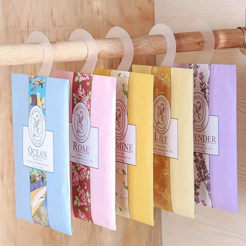 5pcs Wardrobe Sachet Home Bedroom Room Deodorizing Long-lasting Fragrance Portable Wardrobe Aromatherapy Bag