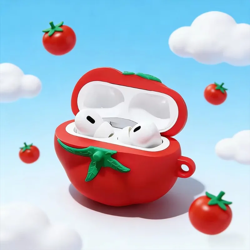 

Christmas Tomato Red Colored hard Shell suitable For AirPods Pro 3 Protect Cover For AirPods 4 3 Pro2 Earphone Case Accessories