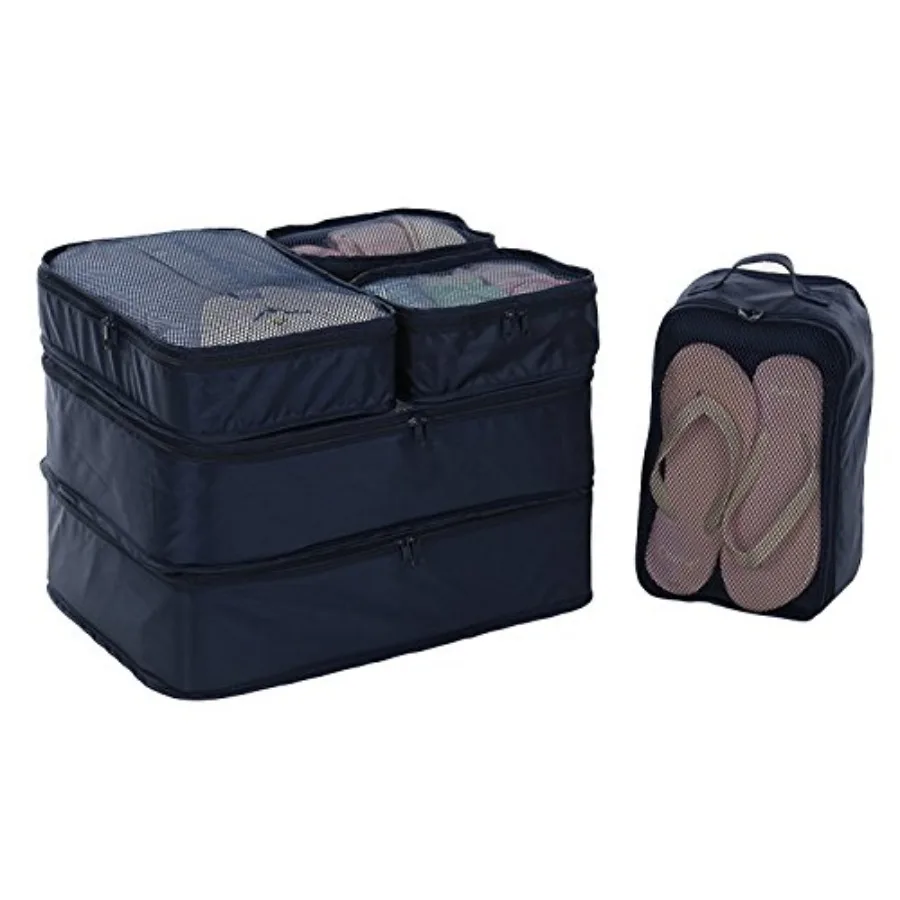 

JJ POWER Travel Packing Cubes Luggage Organizers with Shoe Bag in Black for Suitcase Organization Durable Polyester Material Co
