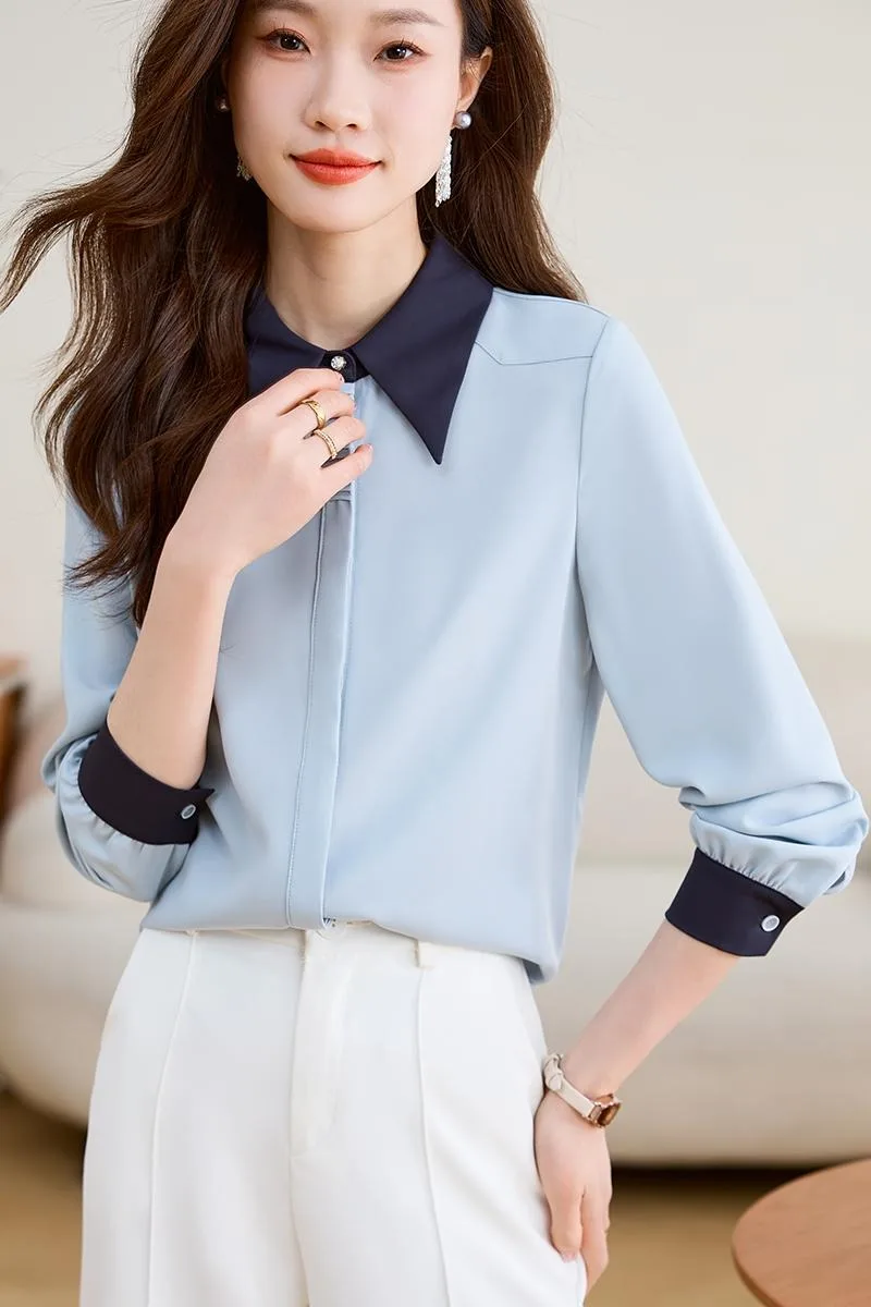 Chemisier Vintage pour femmes, chemises coréennes décontractées, mode ample, vêtements printemps/été, Patchwork, manches longues, en mousseline de soie, hauts pour femmes