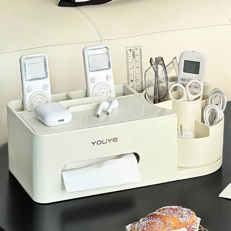 

Living Room Tissue Box Remote Control Storage Der Multi-Functional Tea Table Decor Dustproof Simple Sle Rectangular PP Box
