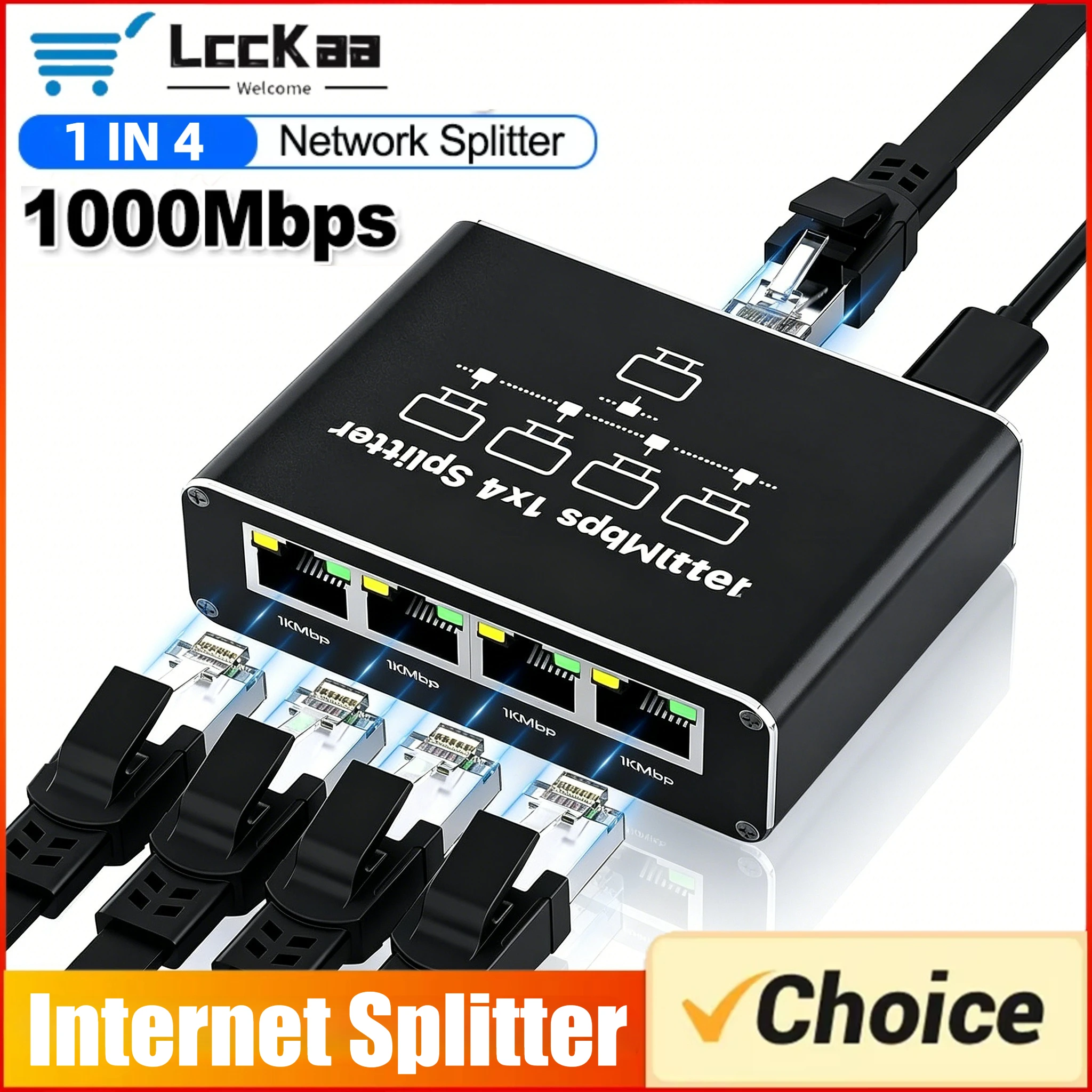Gigabit Ethernet Switch Ethernet Splitter 1 To 2/3/4 1000Mbps Rj45 Splitter LAN Gigabit Extension Adapter for Router PC Laptop