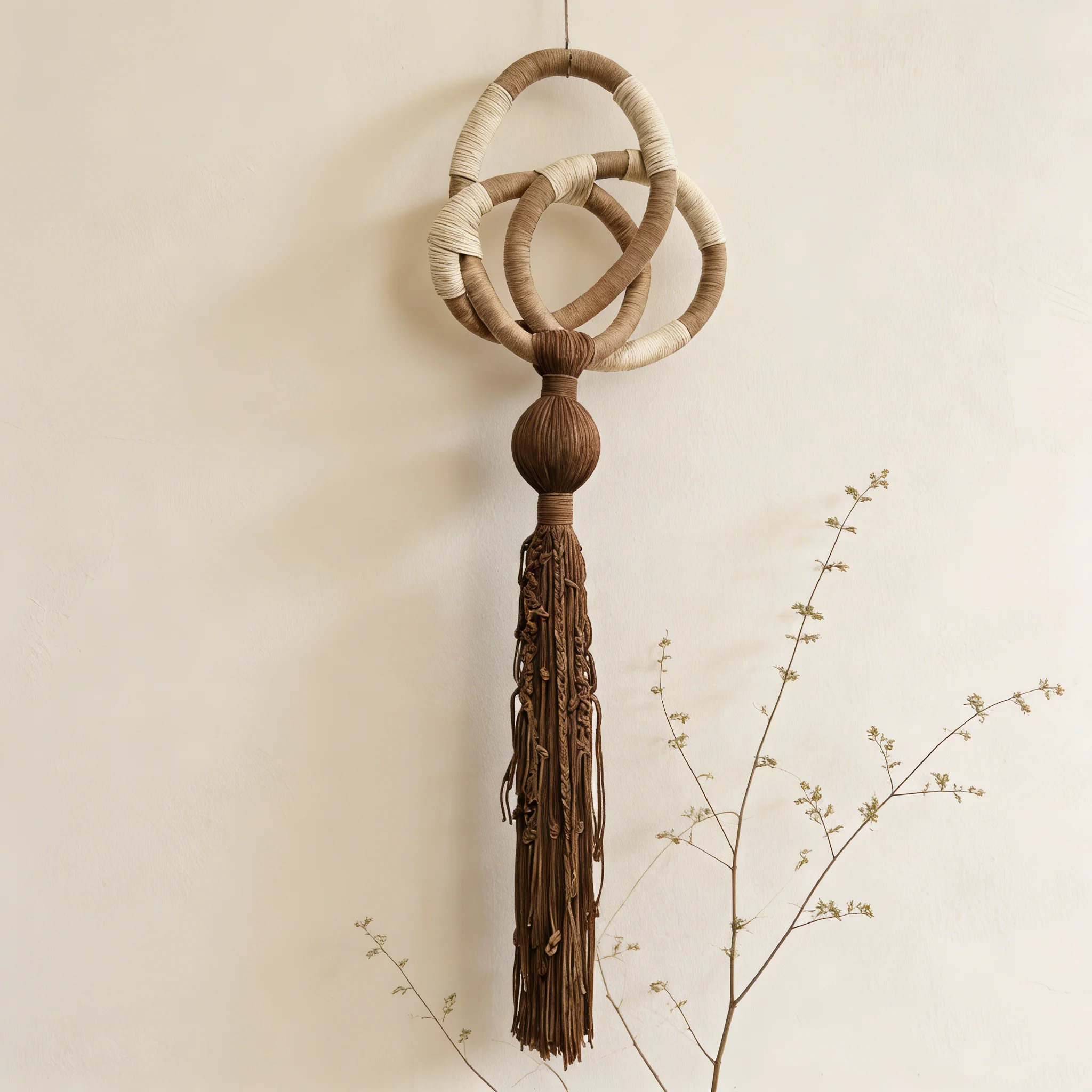 Handmade Woven Ring Tassel Wall Decor Wabi Sabi Living Room Wall Decoration Soft Furnishing Hanging Knot Tapestry