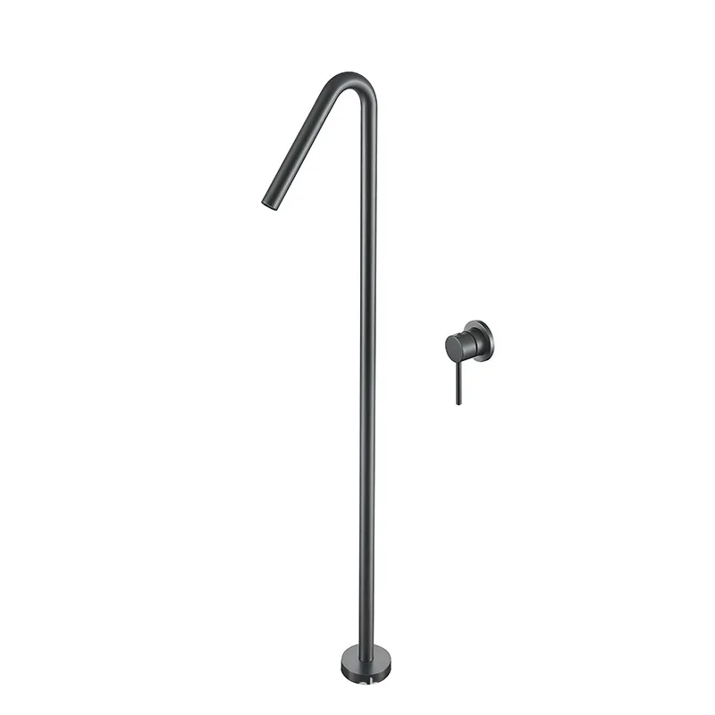 

Floor-to-ceiling bathtub faucet bathroom stainless steel hot and cold valve bathtub edge column basin concealed high bend