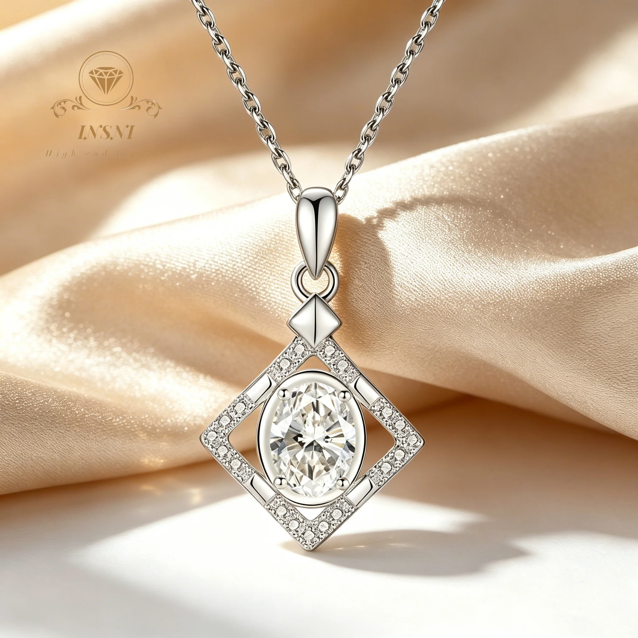 Fashion Commuter Sweet Wear Moissanite Pendant Ladies Necklace Accessories Light Luxury Versatile S925 Sterling Silver Jewelry
