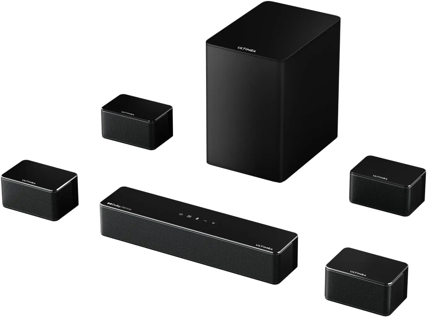 

7 1CH Surround Sound System for TV Soundbar with Dolby Atmos 6 5 Wireless Subwoofer APP Control 4 Wired Surround Speakers Peak