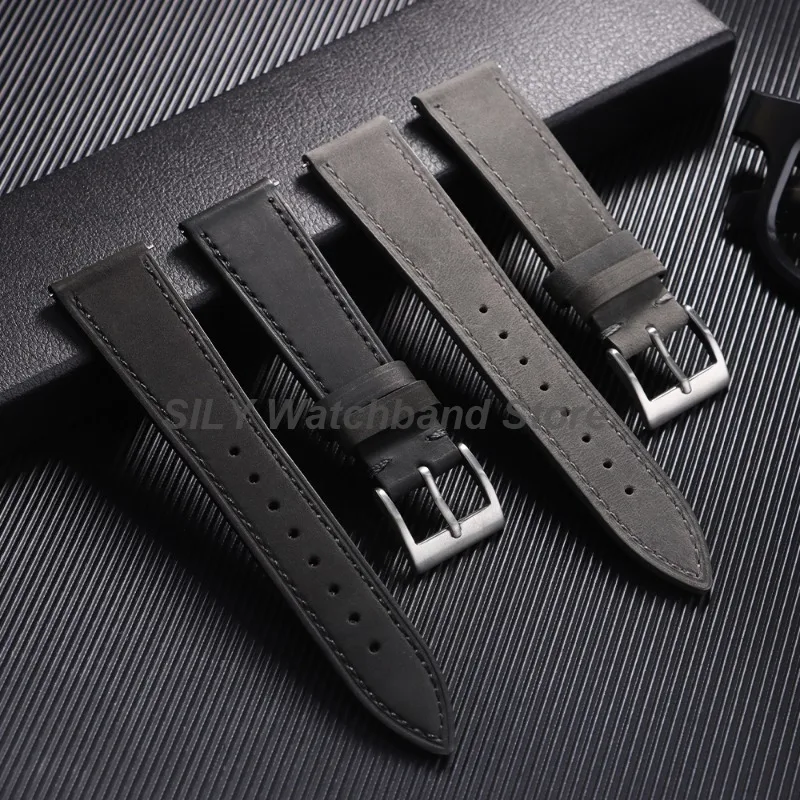 18mm 19mm 20mm 21mm 22mm 24mm  Vintage Retro Calfskin Leather Watch Band Quick Release Straps Universal Men Women Bracelets Belt image 2