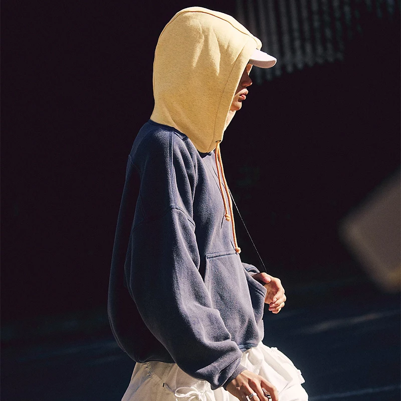 Autumn Winter Two-Tone Color Hoodies For Women, Cozy Oversized Pullover Sweatshirt With Pockets, Casual Streetwear Fashion