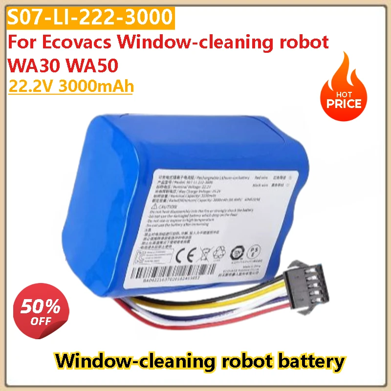 S07-LI-222-3000 22.2V 3000mAh Battery for Ecovacs Window-cleaning robot WA30 WA50 Brand-New High Quality